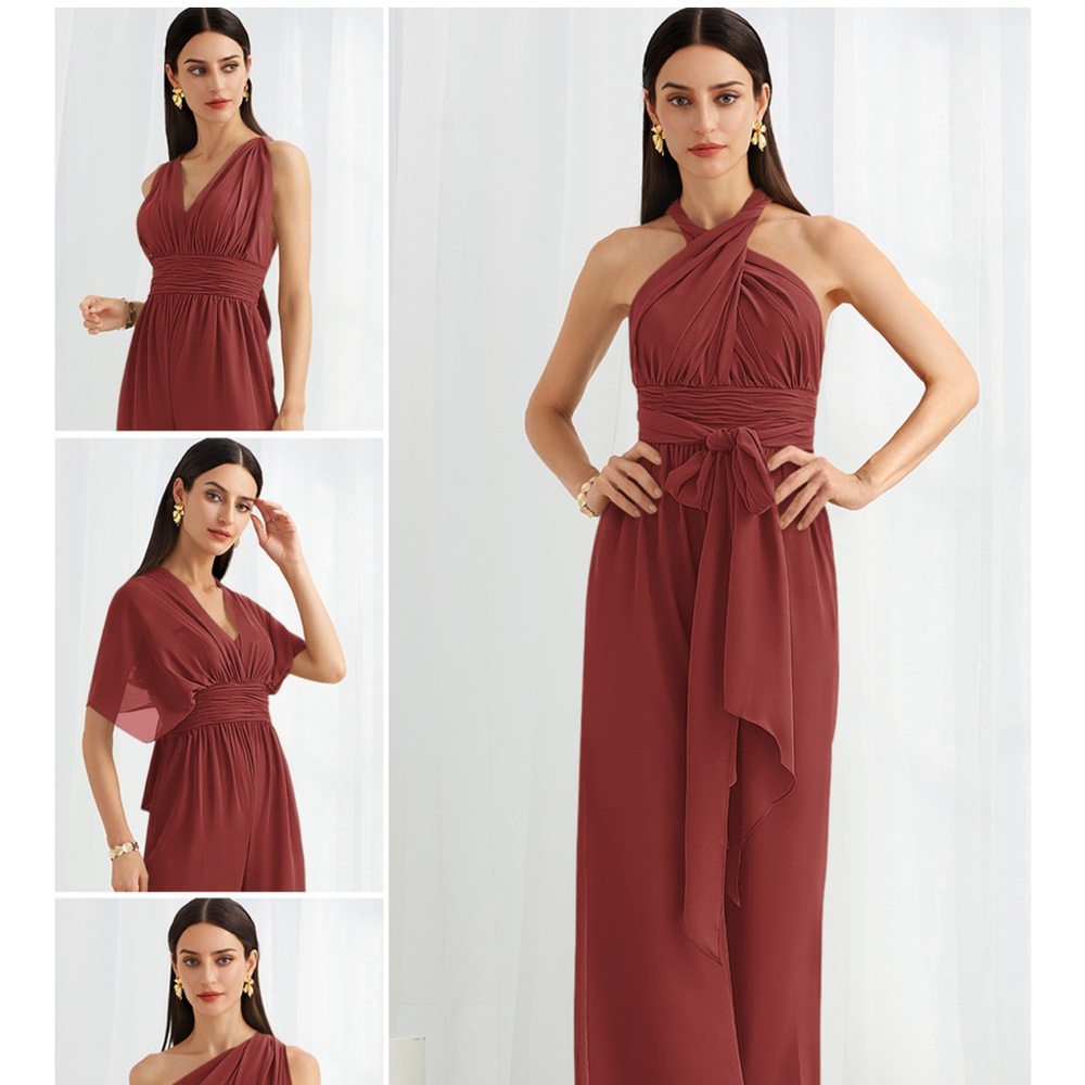 JJs House Pantsuit Bridesmaid attire in color Vermilion